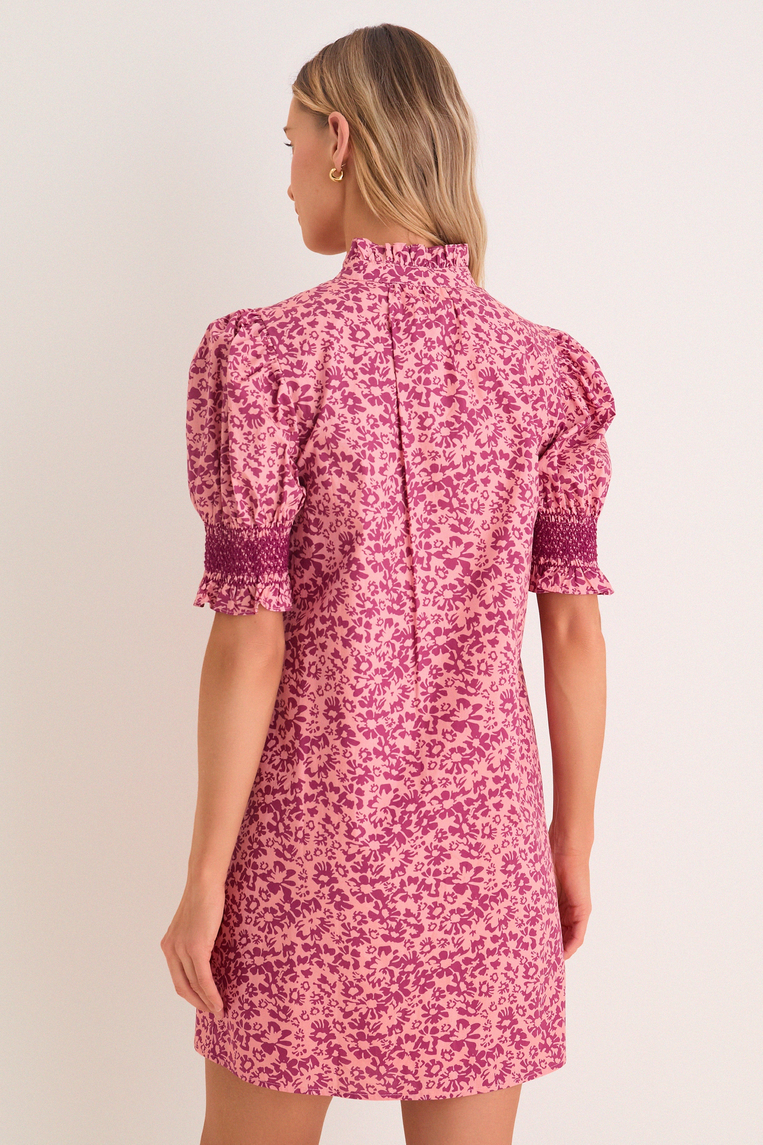 Pink & Maroon Ditsy Floral Lou Lou Mini Dress