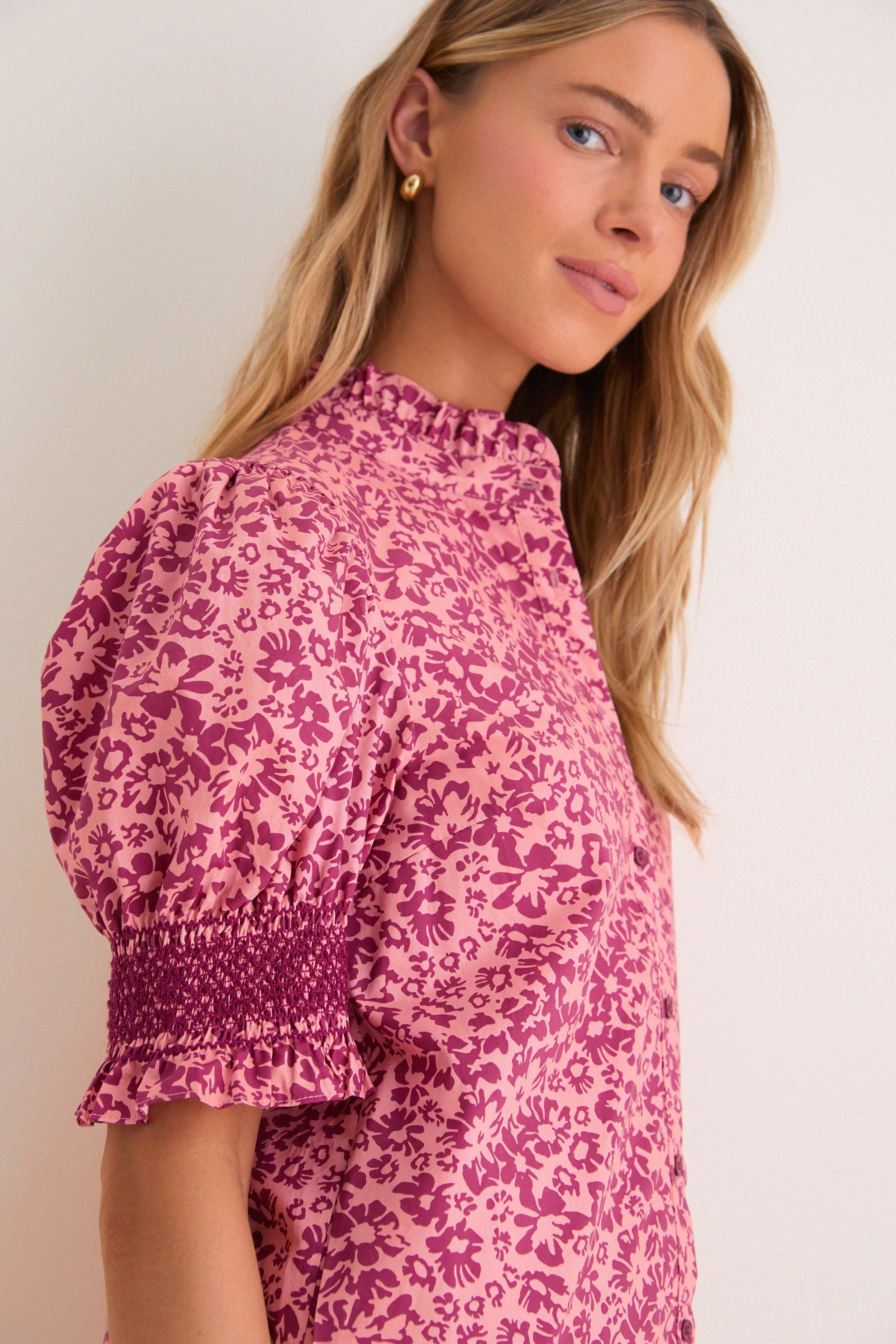 Pink & Maroon Ditsy Floral Lou Lou Mini Dress
