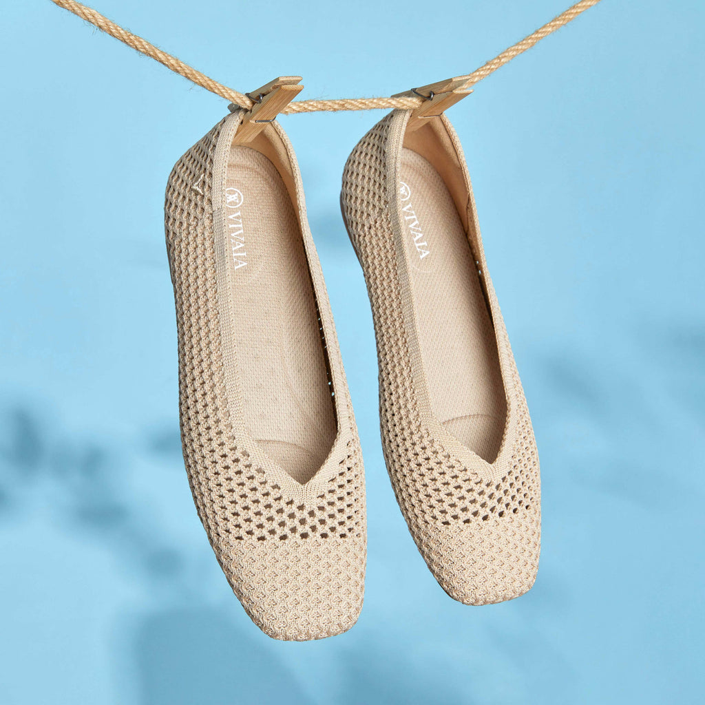 Square-Toe V-Cut Mesh Flats (Margot 2.0)