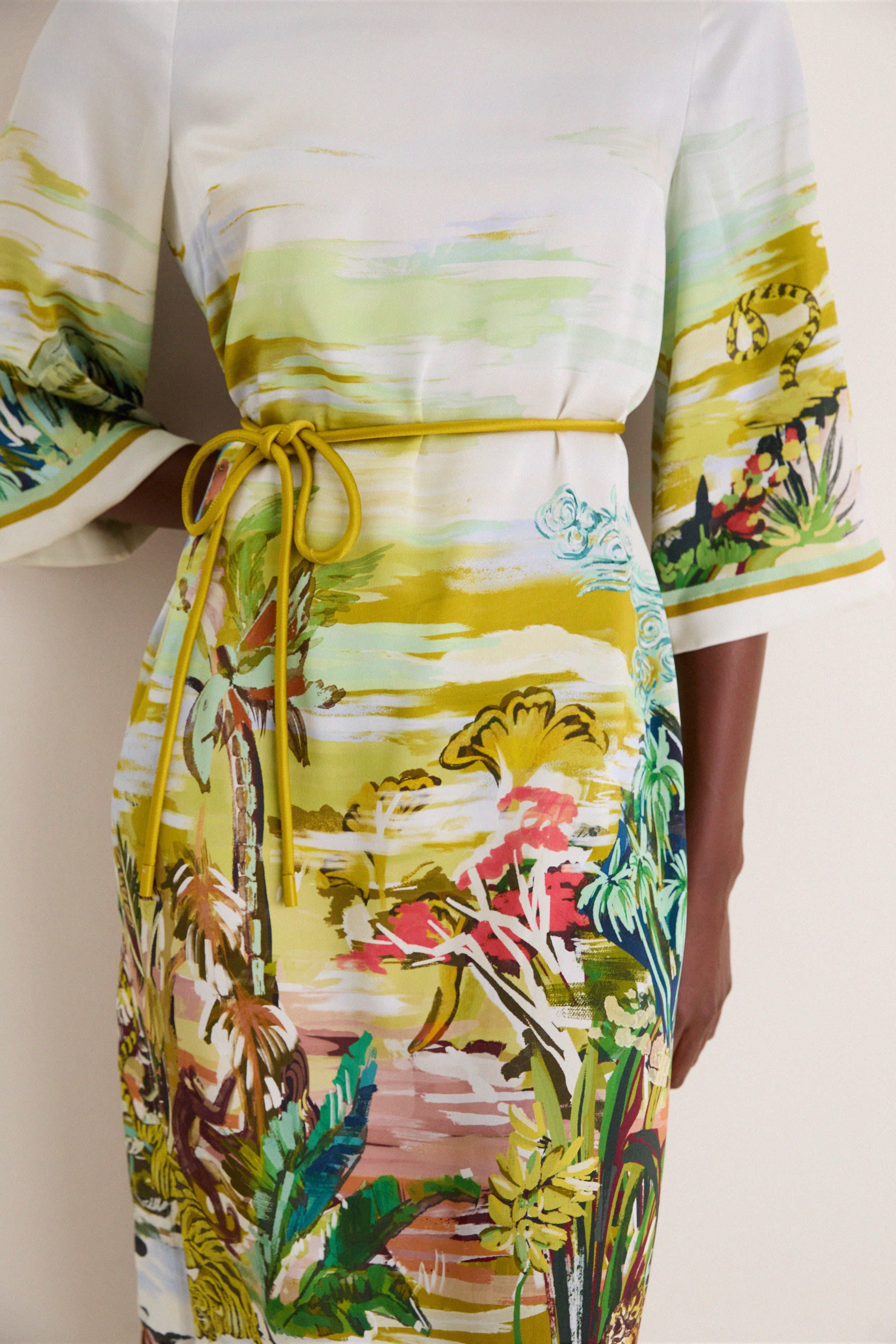 Multi Jungle Boogie Silk Midi Dress