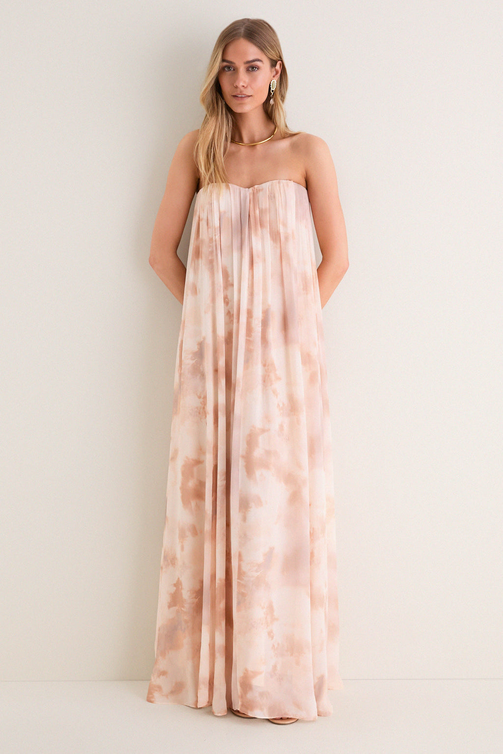 Frappe Multi Tie Die Raine Wire Strapless Gown