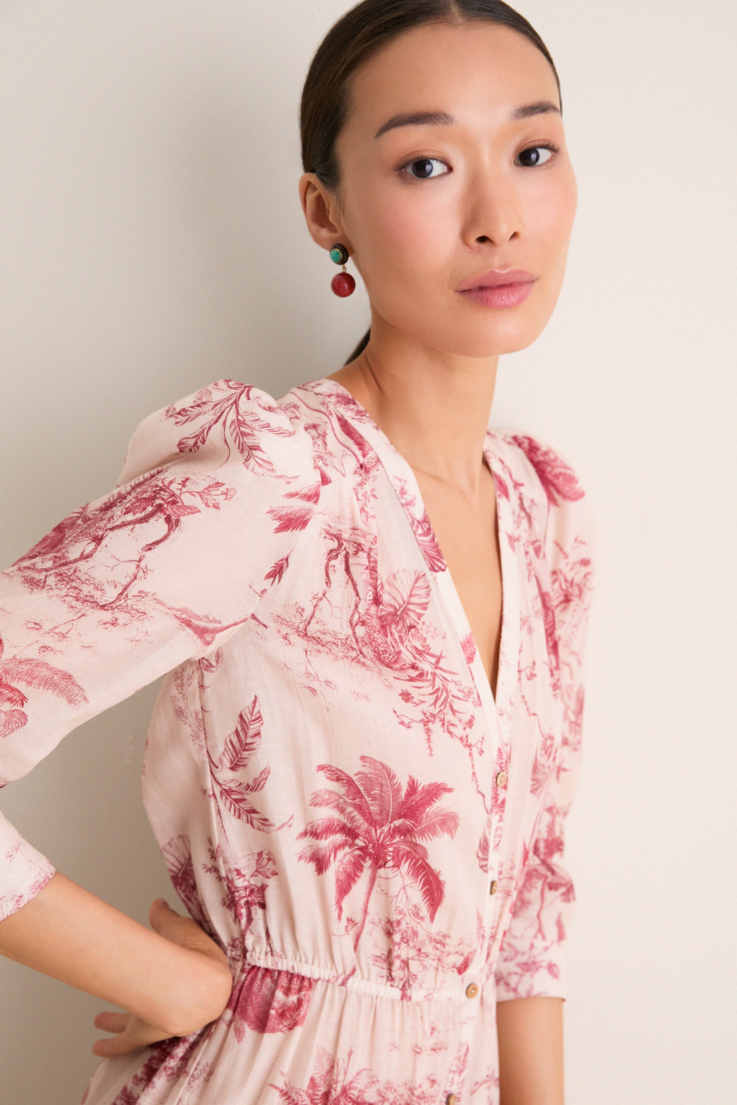 Tan Multi Textured Jungle Toile Serafine Dress