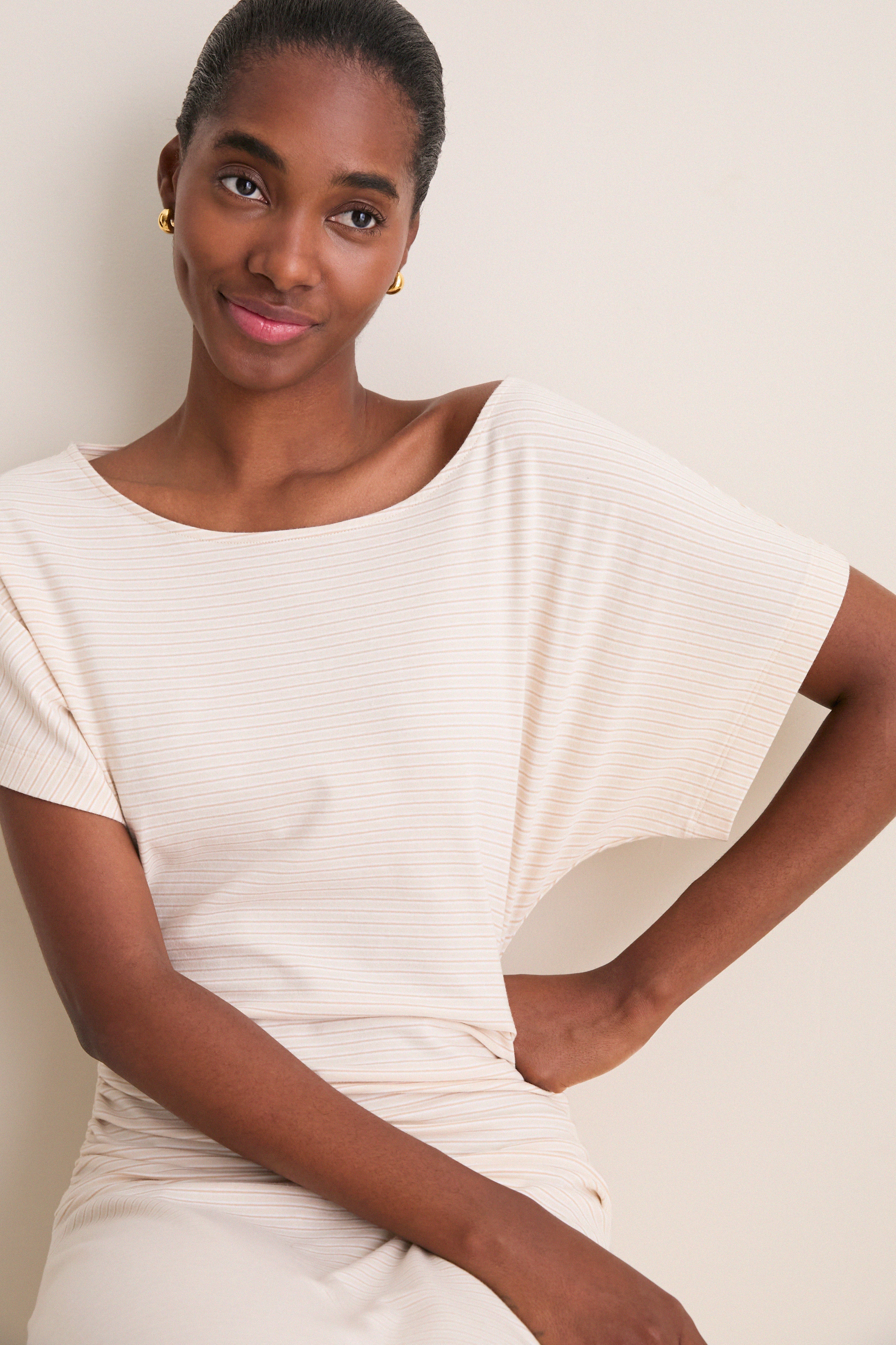 Cream Stripe Jersey Cassia Dress