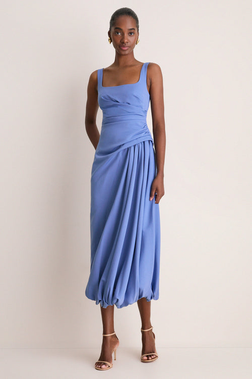 Bluebell Faille Scoop Neck Bubble Dress