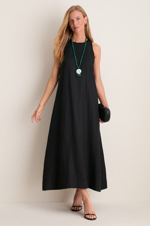 Black Linen Portia Dress