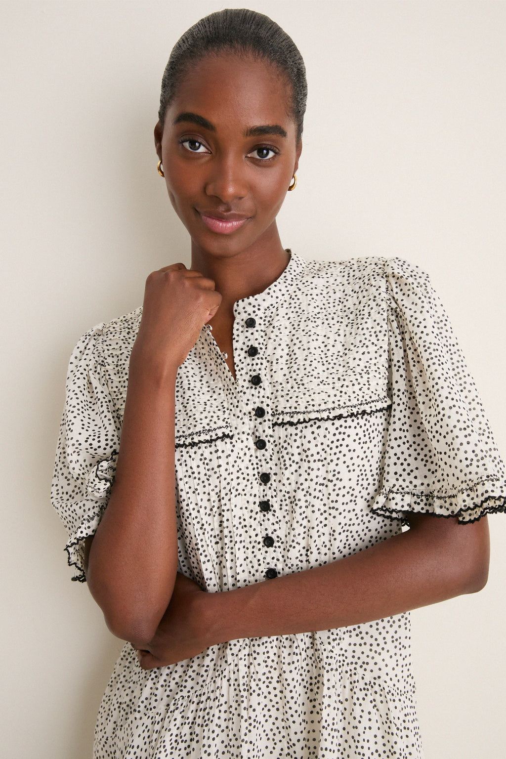 Ecru and Black Daynia Dress