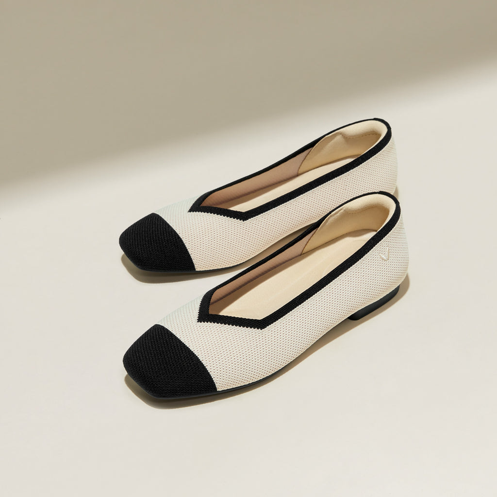 Square-Toe V-Cut Flats (Margot 2.0)