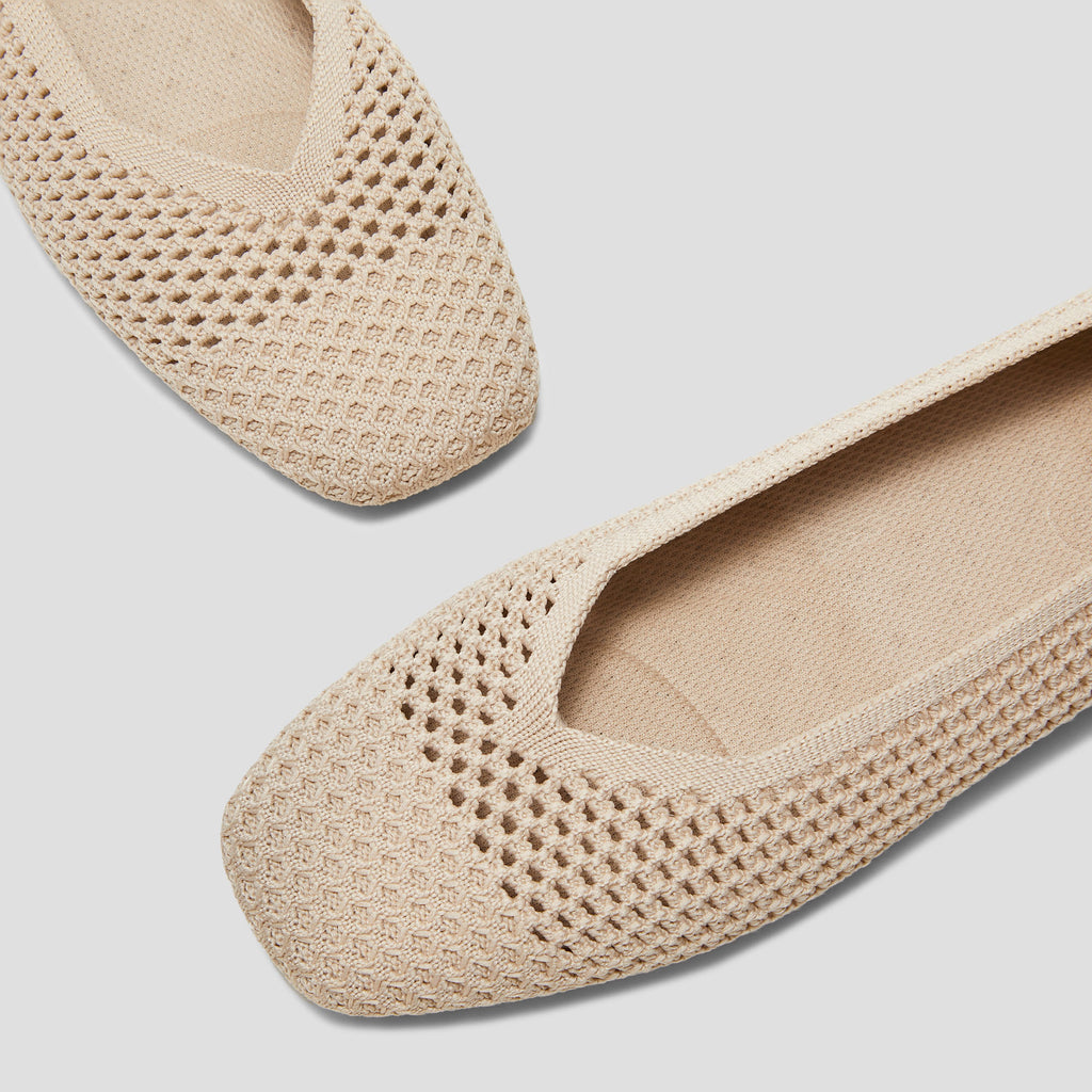 Square-Toe V-Cut Mesh Flats (Margot 2.0)
