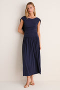Navy Crepe Jersey Luciana Dress