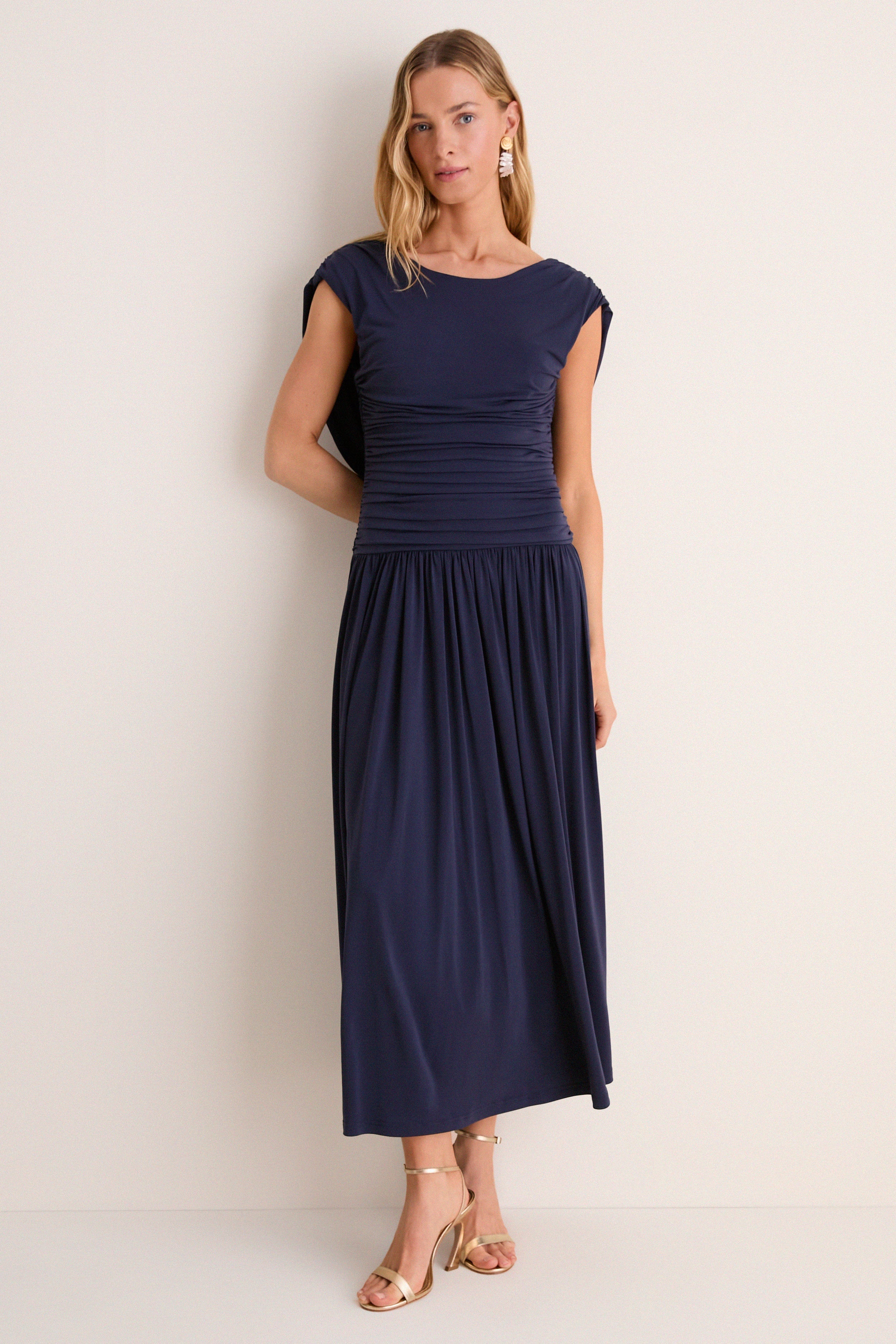 Navy Crepe Jersey Luciana Dress
