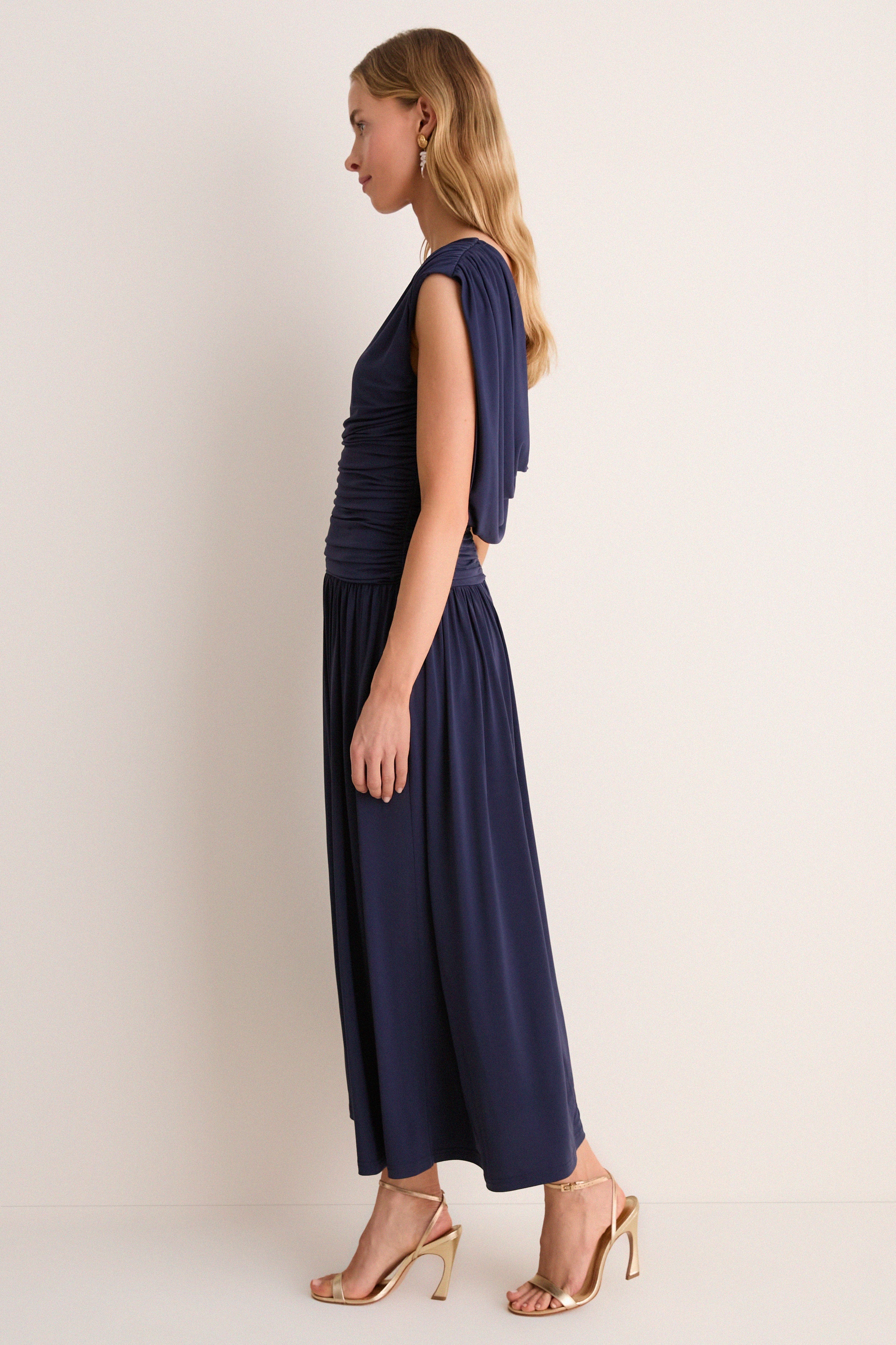 Navy Crepe Jersey Luciana Dress