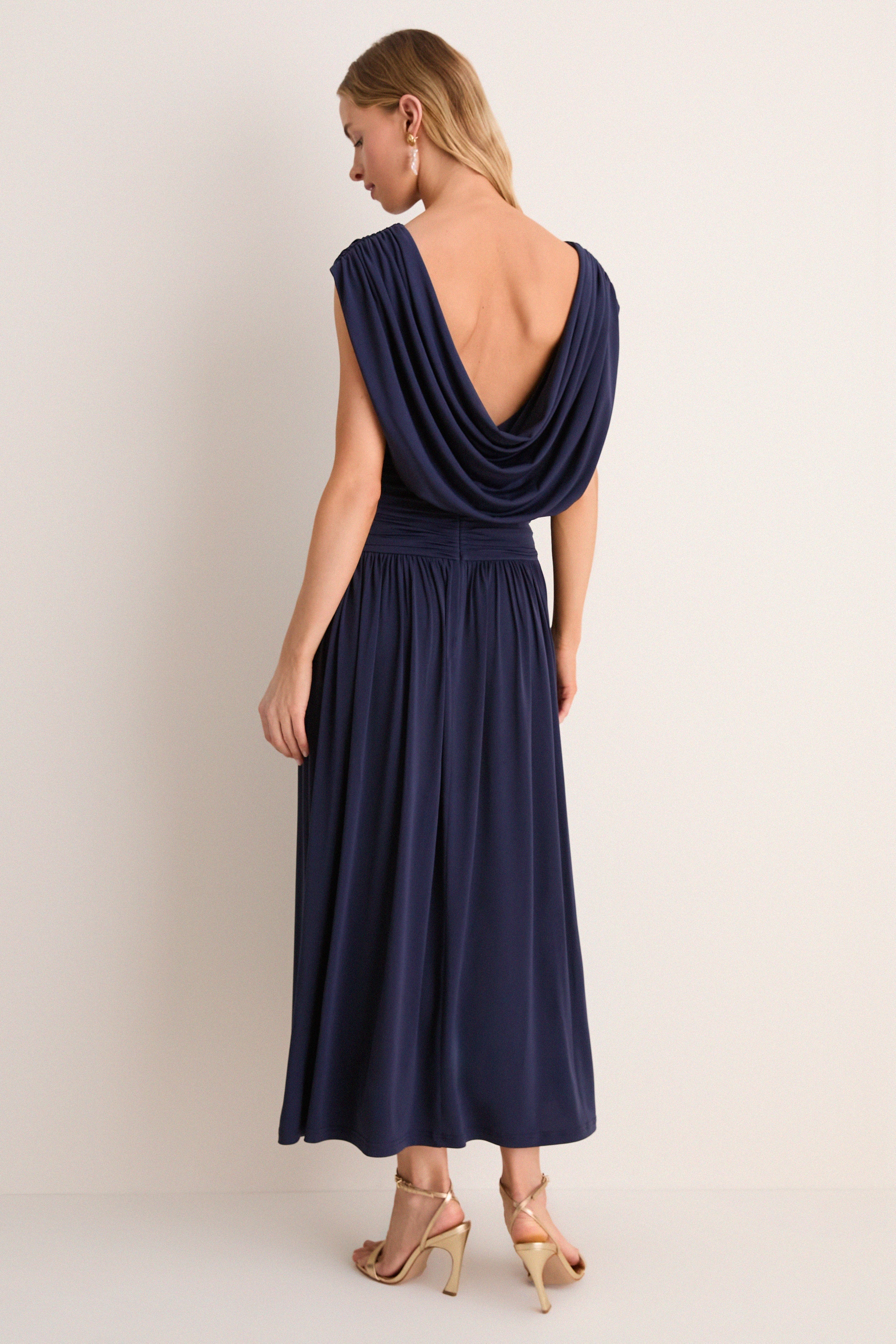 Navy Crepe Jersey Luciana Dress