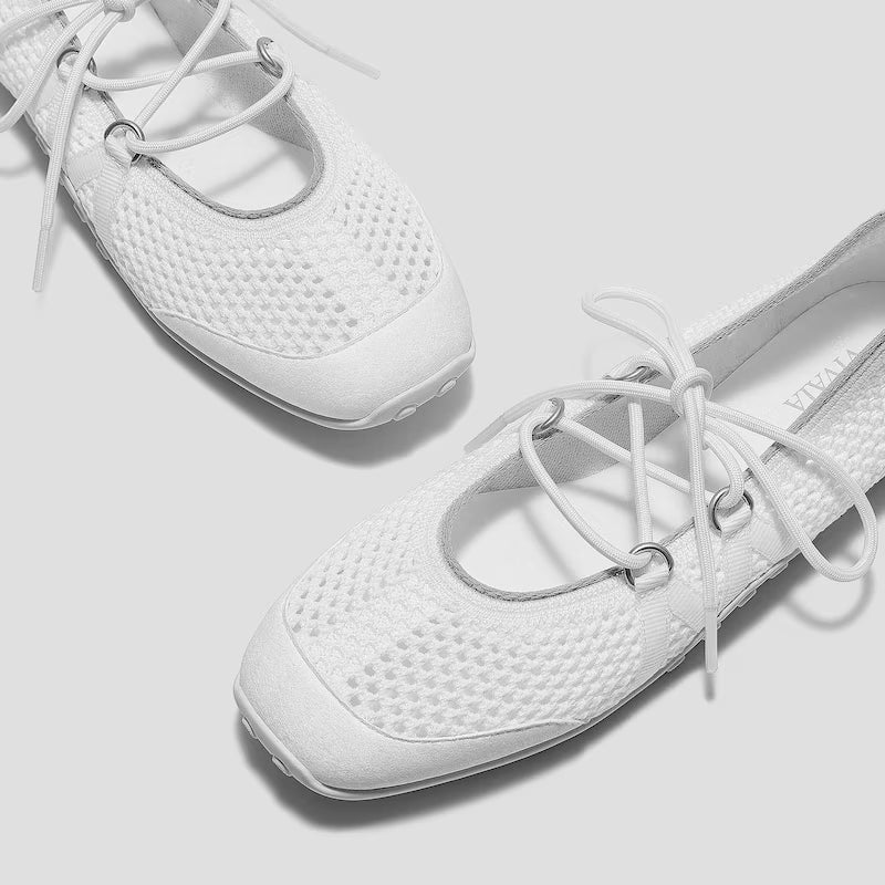 Square-Toe Hybrid Mesh Mary Janes (Cecily)