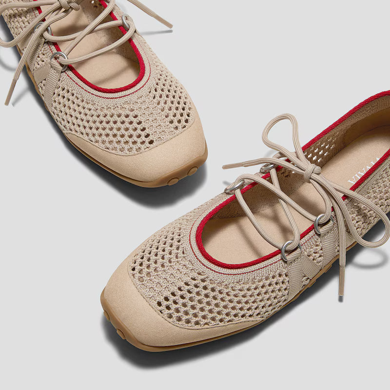 Square-Toe Hybrid Mesh Mary Janes (Cecily)