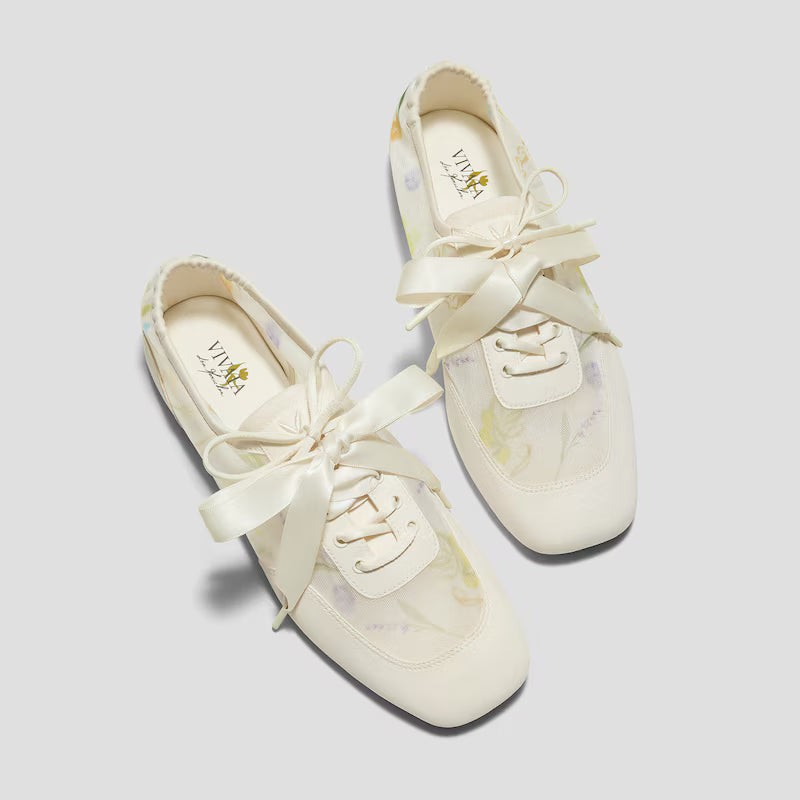 Healing Garden｜Square-Toe Lace-Up Sneakerinas (Cristina)