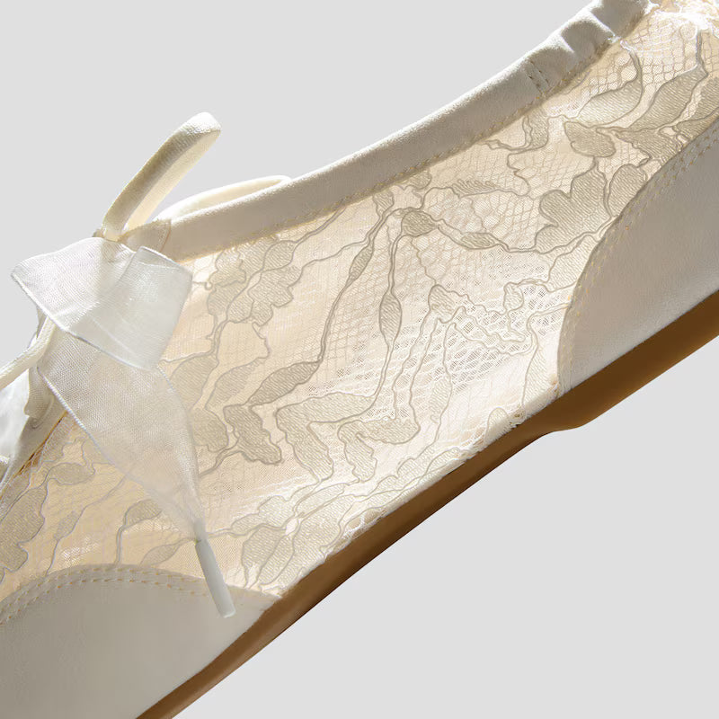 Square-Toe Lace-Up Sneakerinas (Cristina)