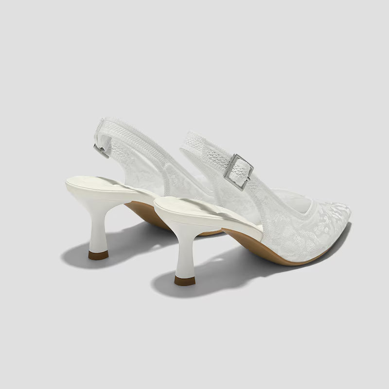 Pointed-Toe Lace Reborn™ Slingback Heels (Addison)