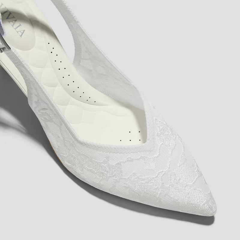 Pointed-Toe Lace Reborn™ Slingback Heels (Addison)
