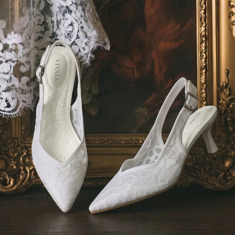Pointed-Toe Lace Reborn™ Slingback Heels (Addison)