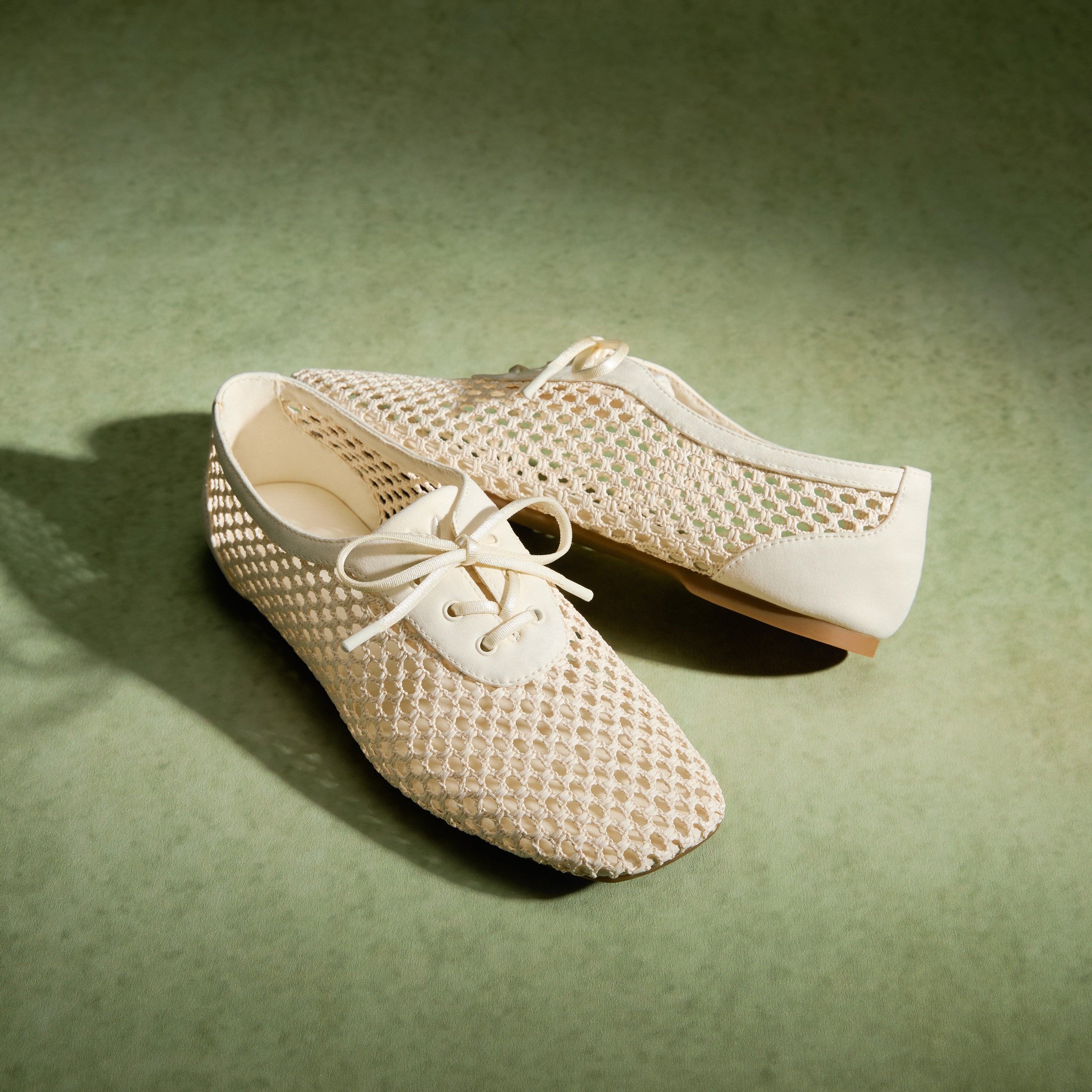 Square-Toe Mesh Flats (Carey)