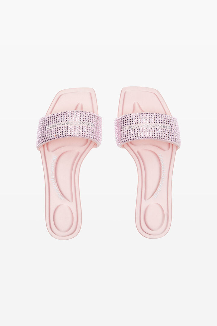 Black Satin & Crystal Hotfix Vy Sandals