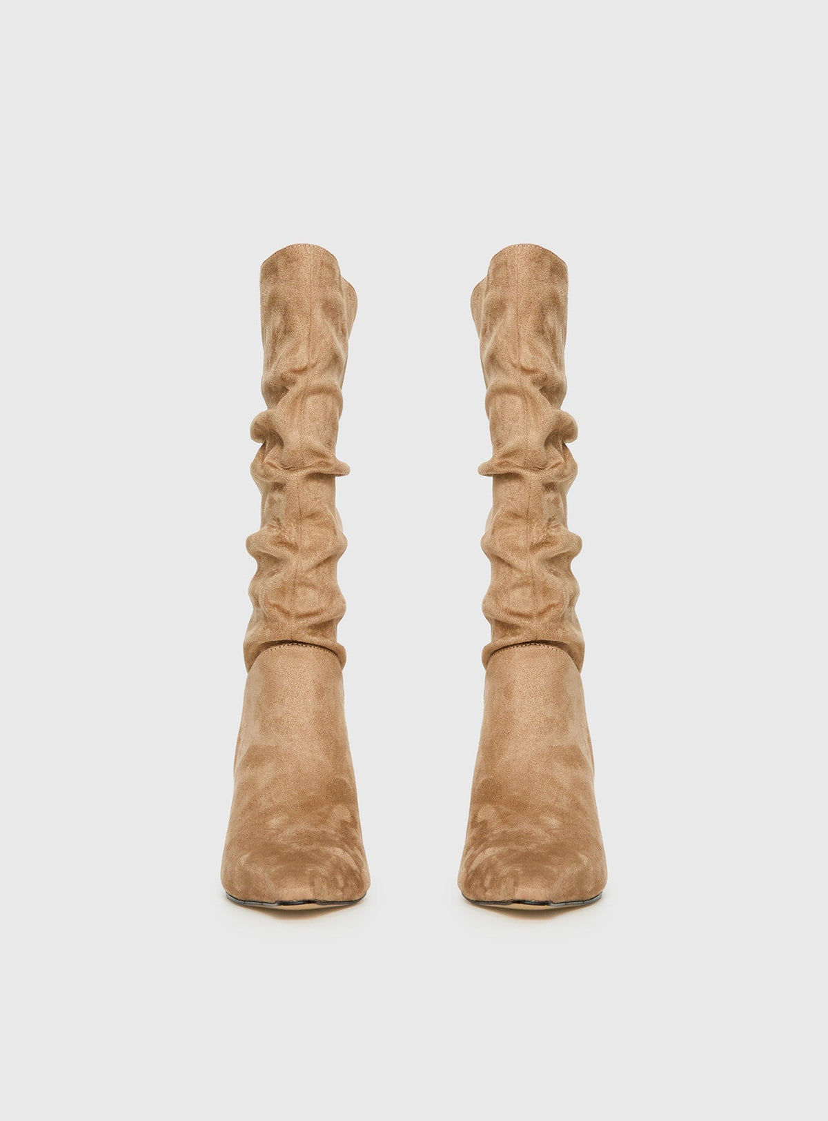 Such A Charmer Faux Suede Scrunch Boot Tan