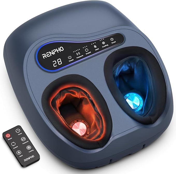 RENPHO Thermacool 2-in-1 Foot Massager with Heat & Cold, FSA Eligible HSA Store Eligible Items, 3 Kneading & 5 Compression for Neuropathy and Plantar Fasciitis, Gifts for Men, Up to Men's US Size 13