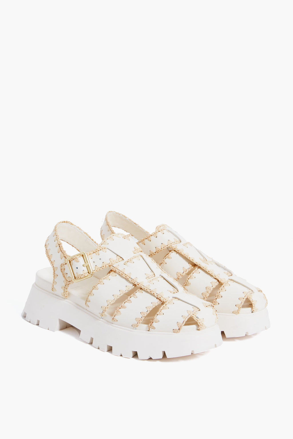 Cream Leather Talia Platform Fisherman Sandal