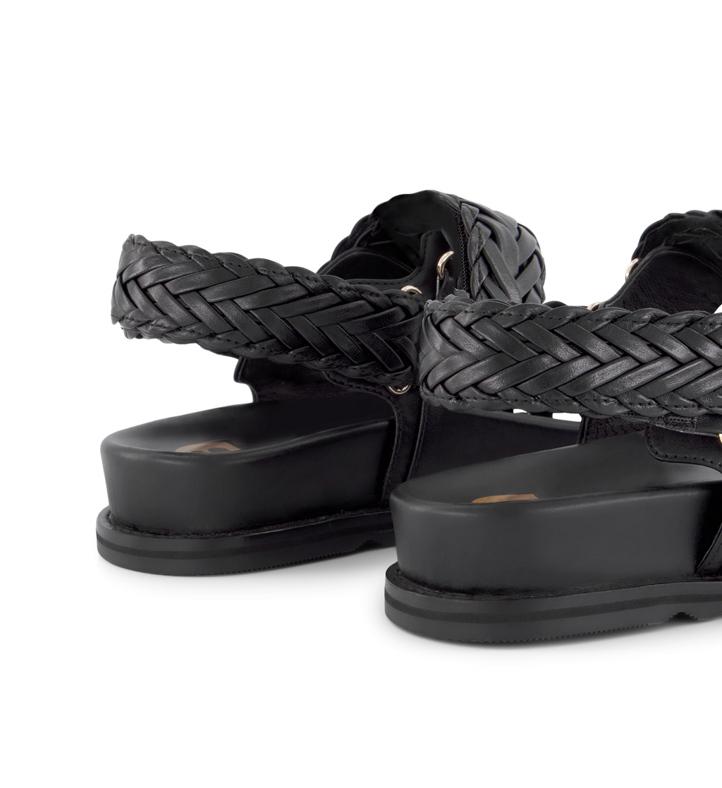 Cygnet Black Leather Chunky Sandals
