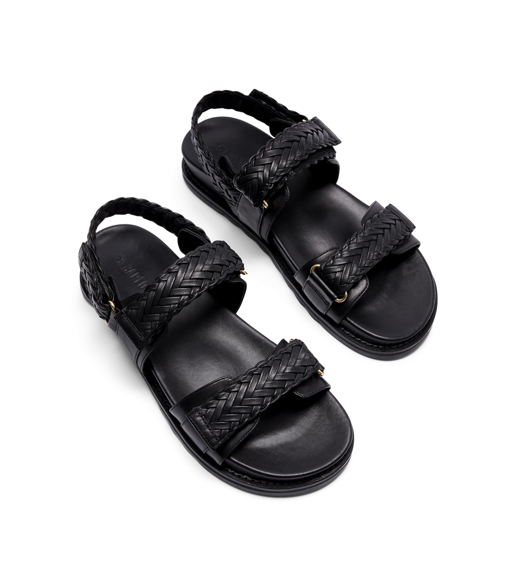 Cygnet Black Leather Chunky Sandals