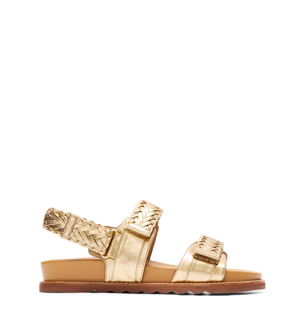 Cygent Gold Leather Chunky Sandals
