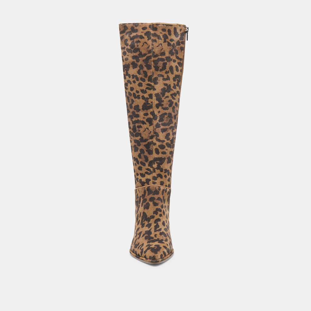 ALDY BOOTS BROWN LEOPARD PRINTED SUEDE