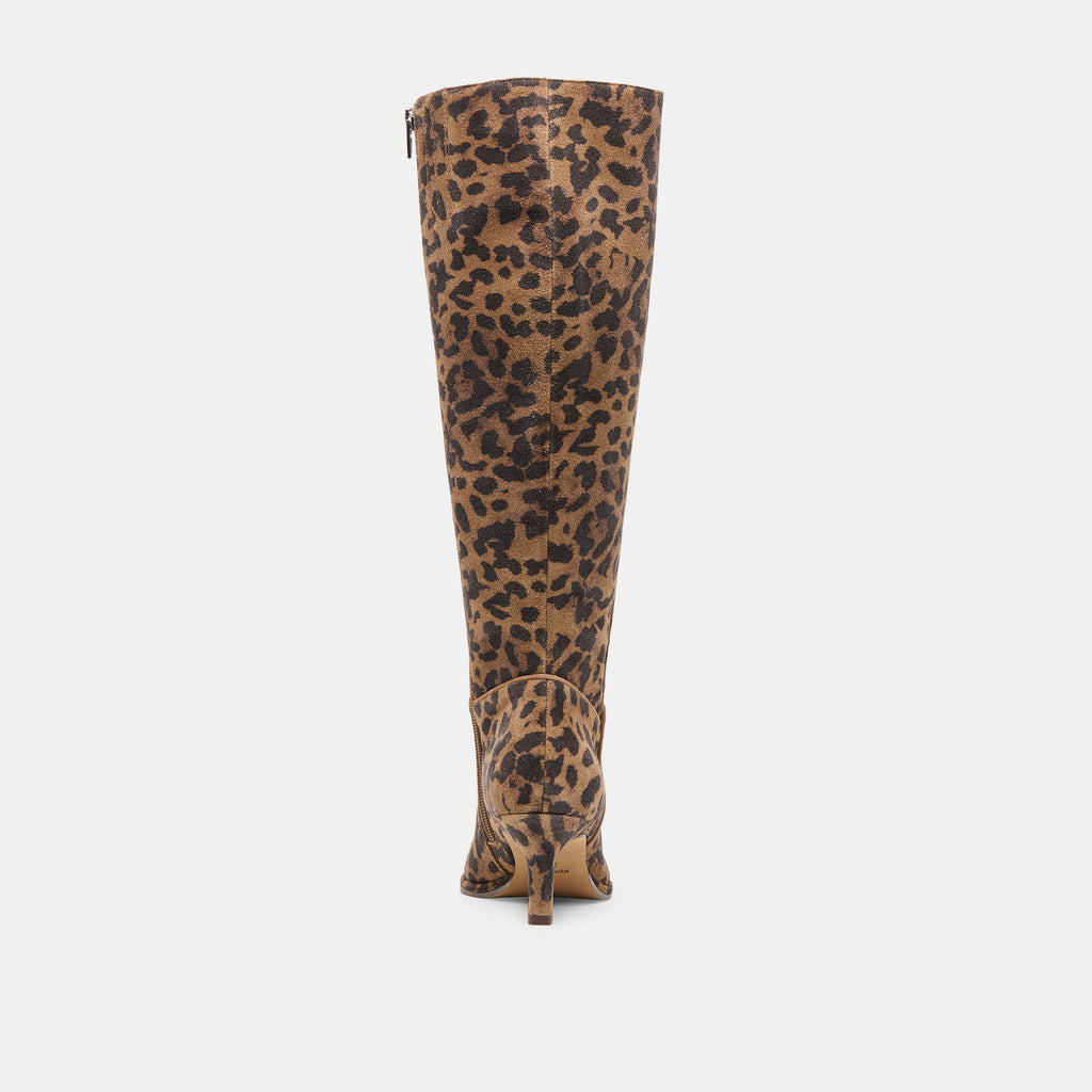 ALDY BOOTS BROWN LEOPARD PRINTED SUEDE
