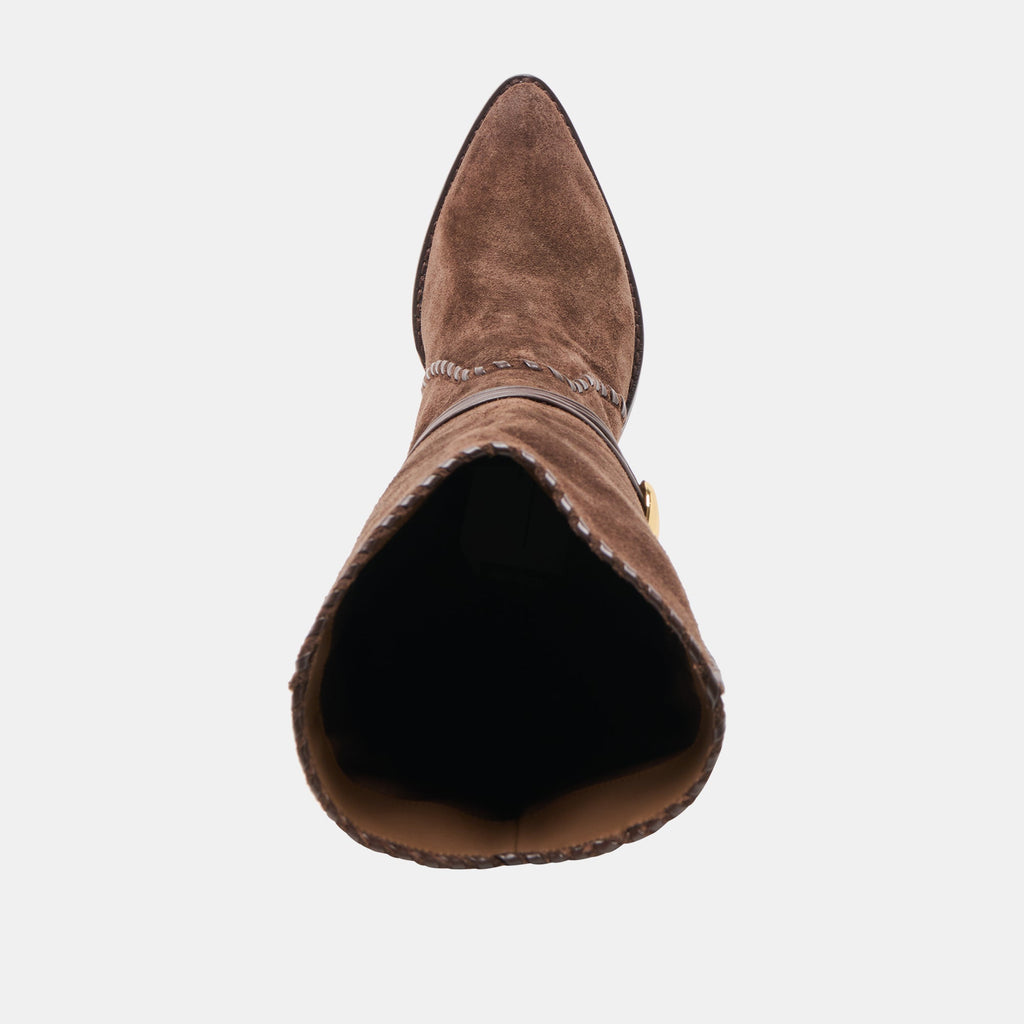 JODY WIDE CALF BOOTS DK BROWN SUEDE