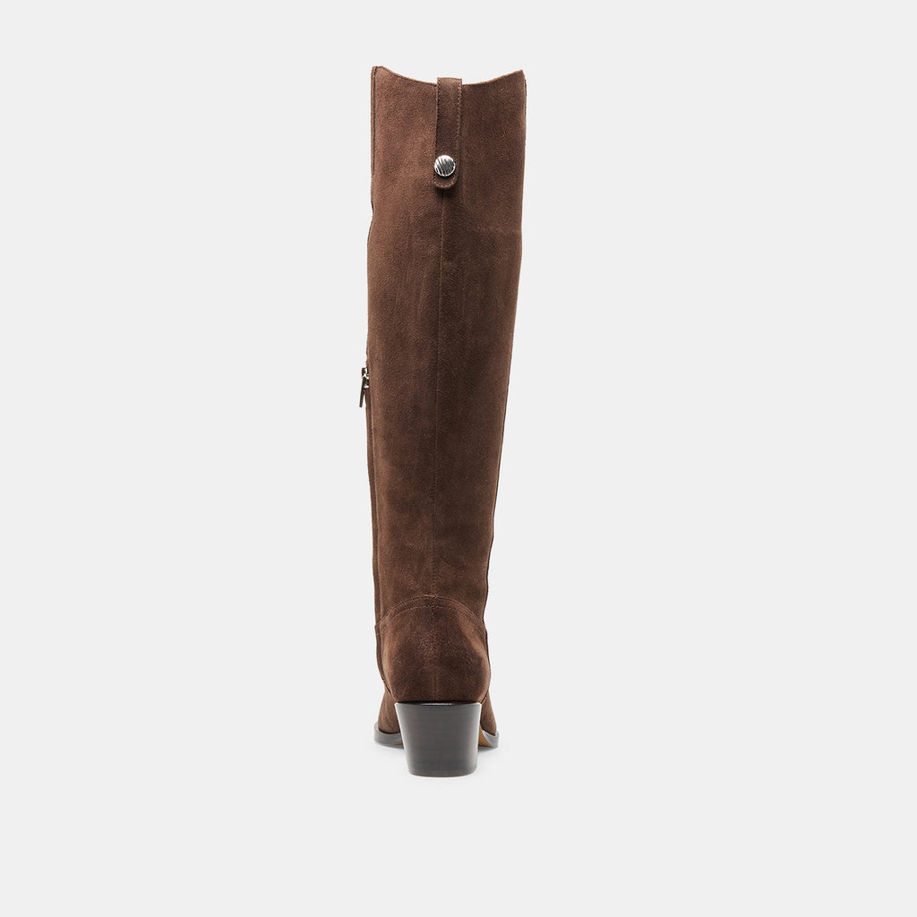 VIRONA H2O WIDE CALF BOOTS DK BROWN SUEDE