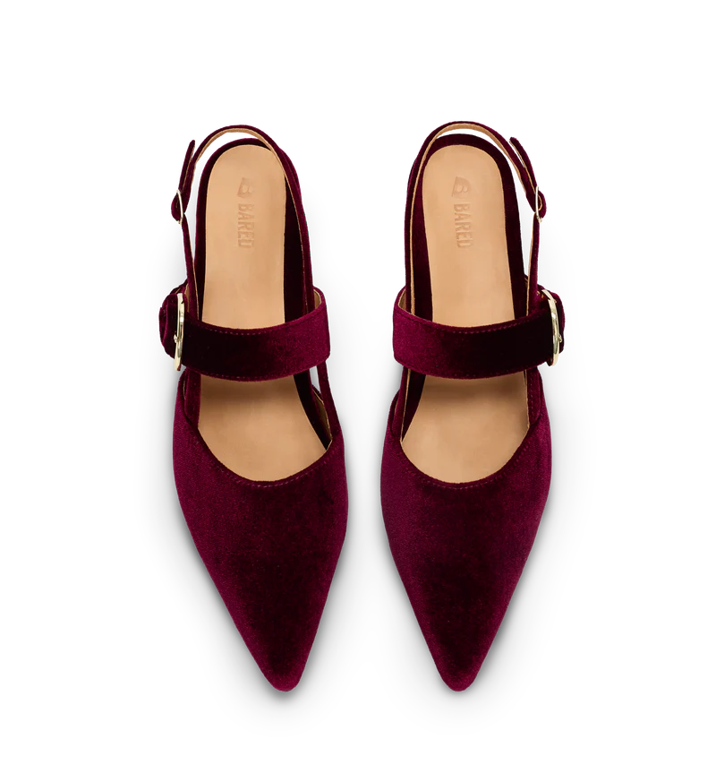 Eider Shiraz Red Velvet Sling Back Flats