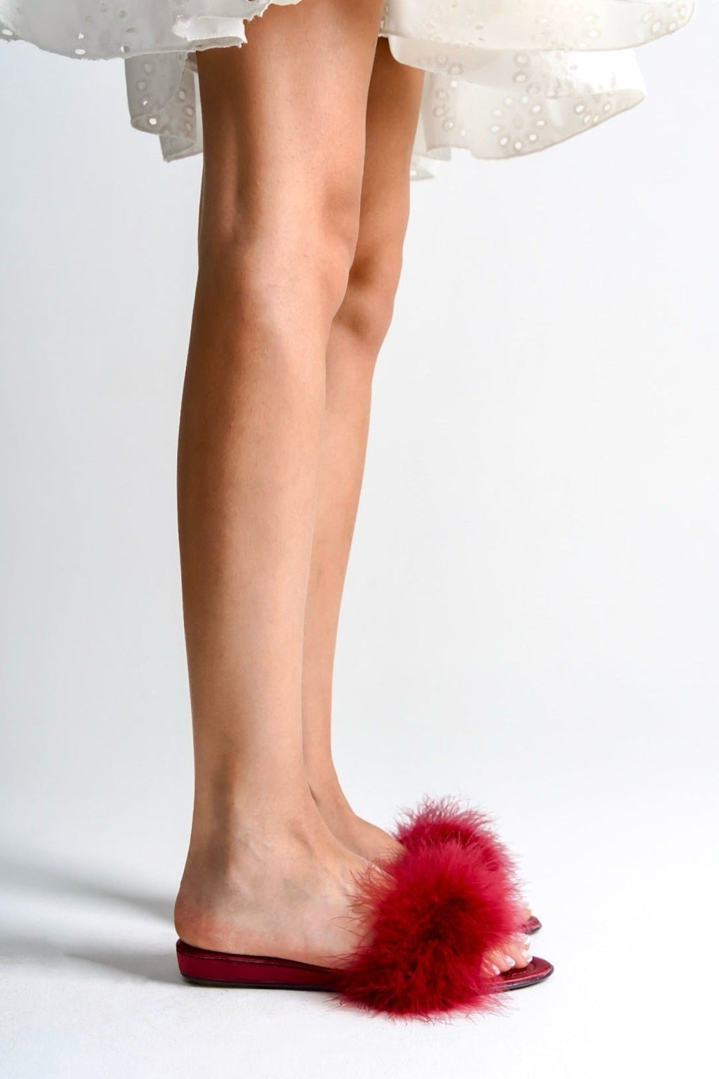 Bianca | Burgundy Feather Mule