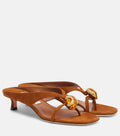 Jimmy Choo Emeri Stone Suede Thong Sandals In Brown