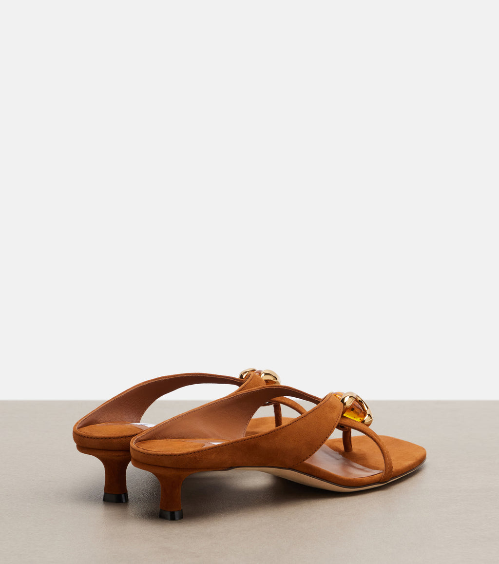 Jimmy Choo Emeri Stone Suede Thong Sandals In Brown