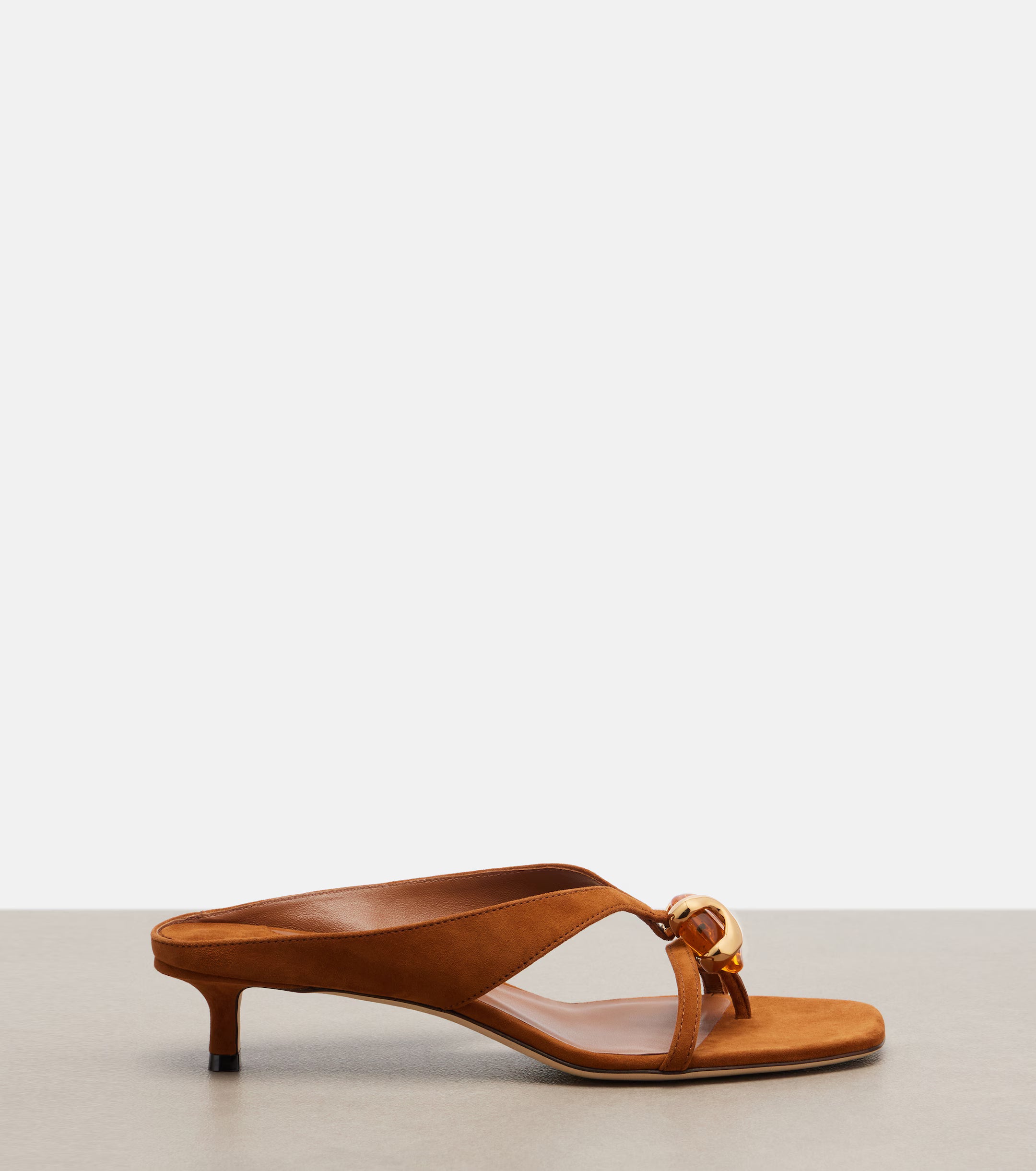 Jimmy Choo Emeri Stone Suede Thong Sandals In Brown