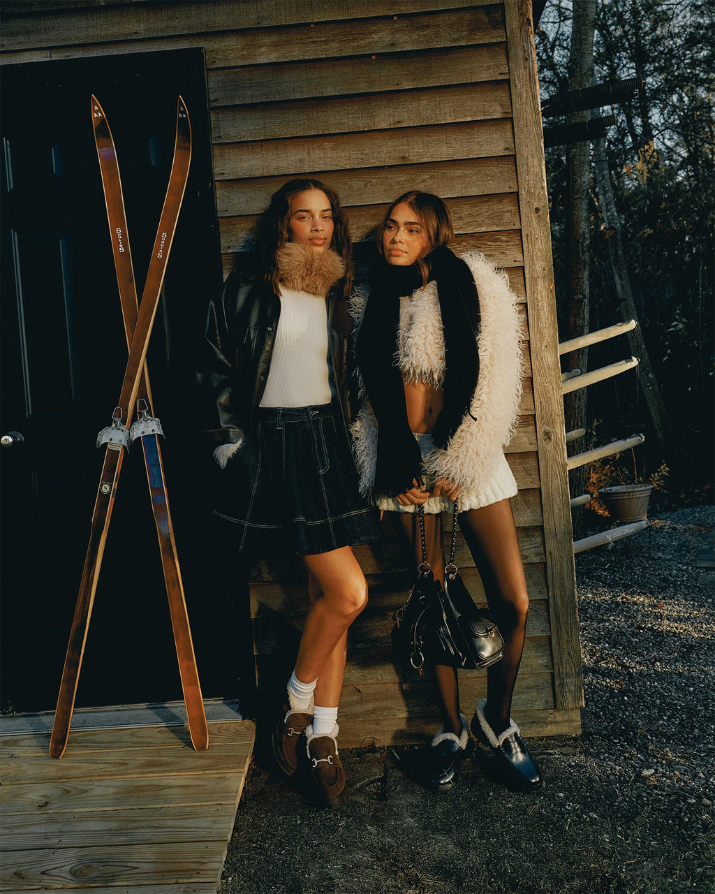 Madison Faux Fur Black Leather