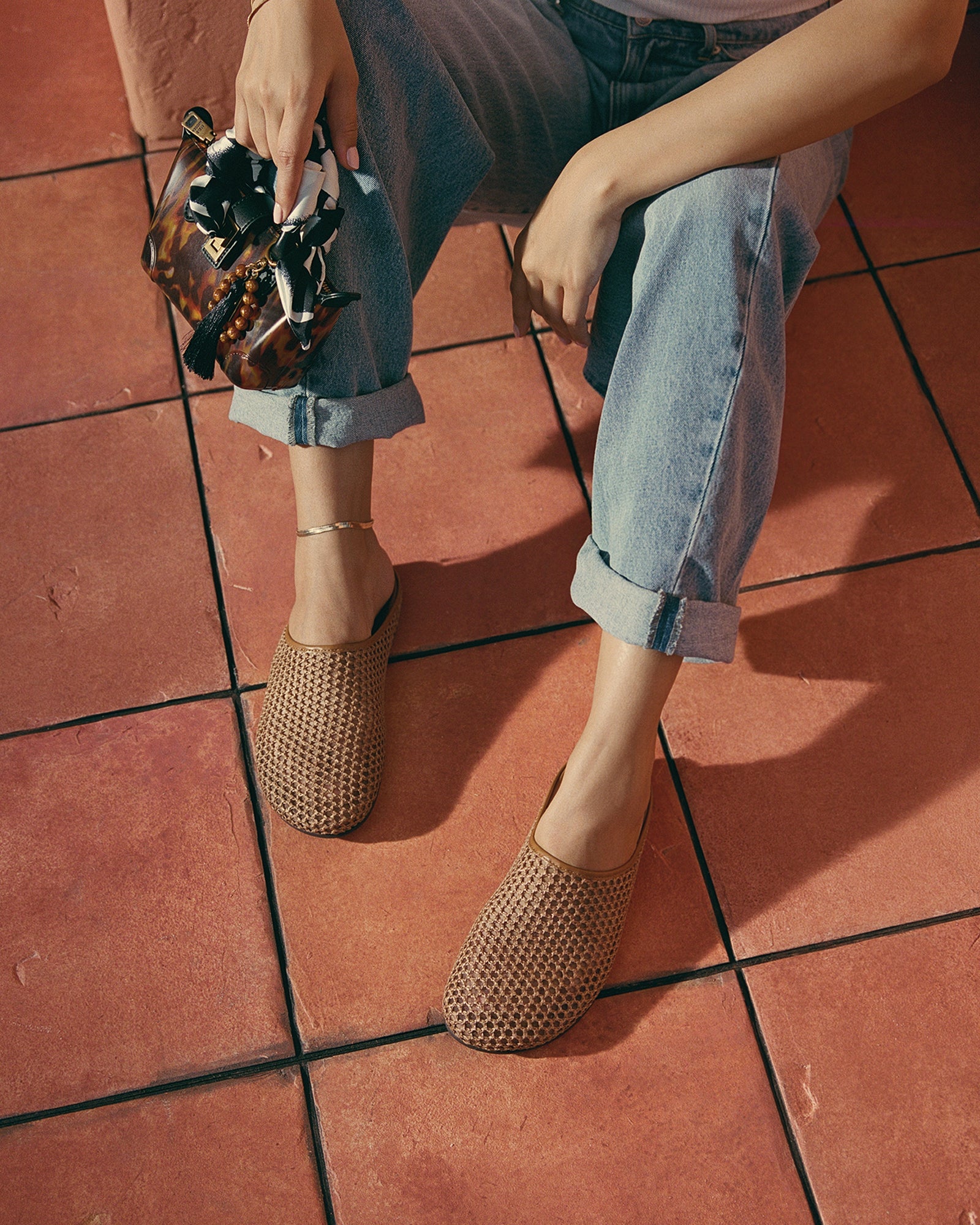 Fern Tan Raffia Mesh