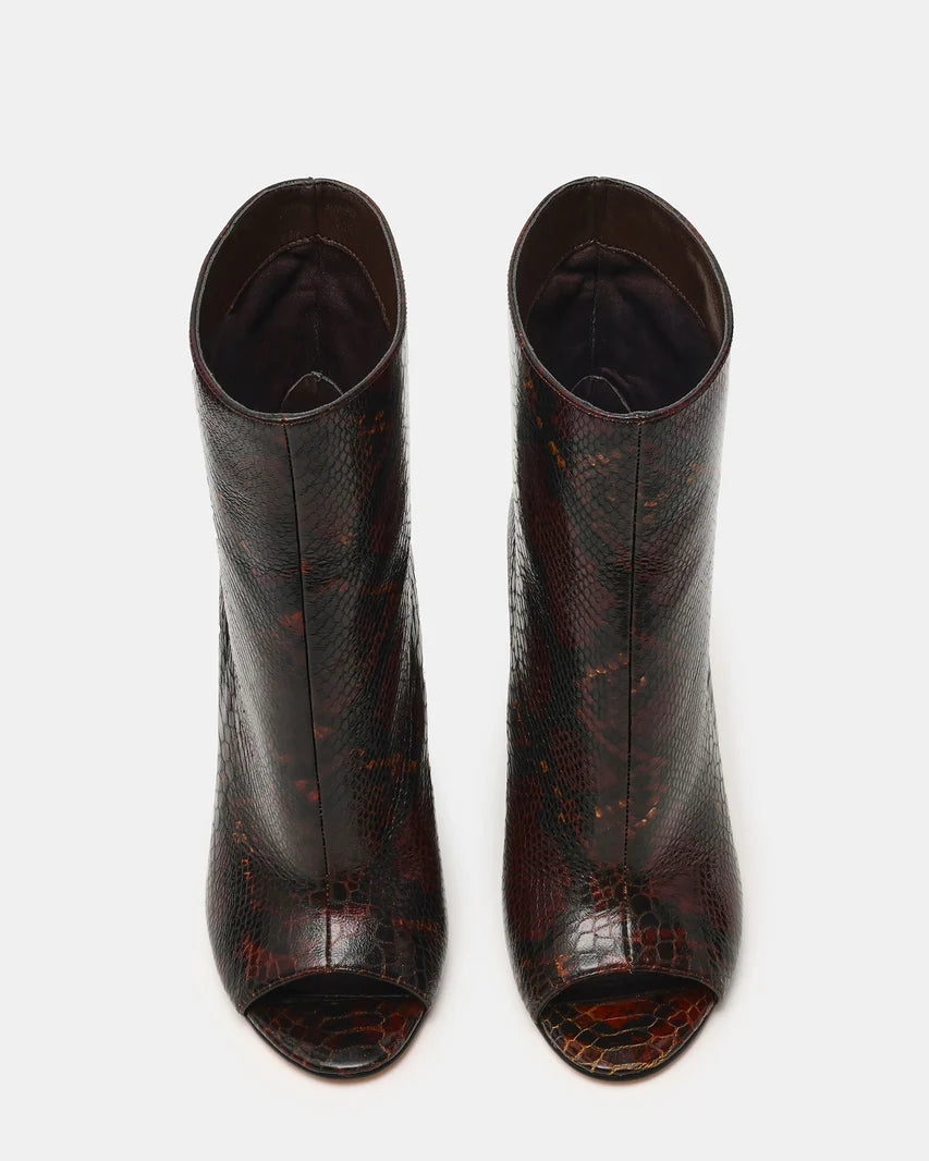 RYLIX Brown Snake Wedge Peep-Toe Women's Ankle Boot