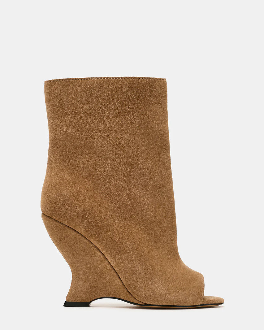 RYLIX Taupe Suede Wedge Peep-Toe Women's Ankle Boot