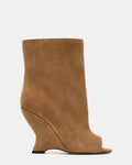 RYLIX Taupe Suede Wedge Peep-Toe Women's Ankle Boot
