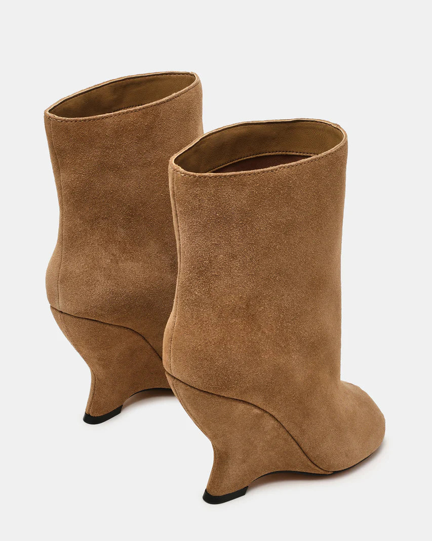 RYLIX Taupe Suede Wedge Peep-Toe Women's Ankle Boot