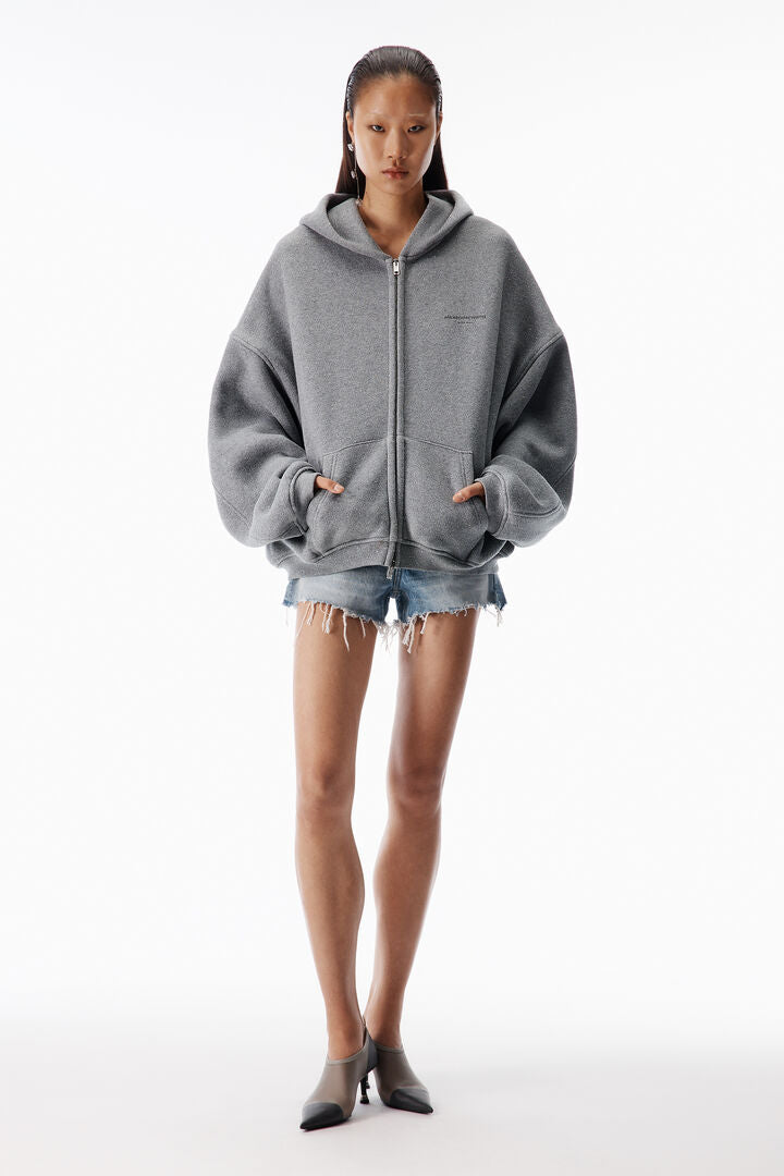 all-over crystal zip up hoodie