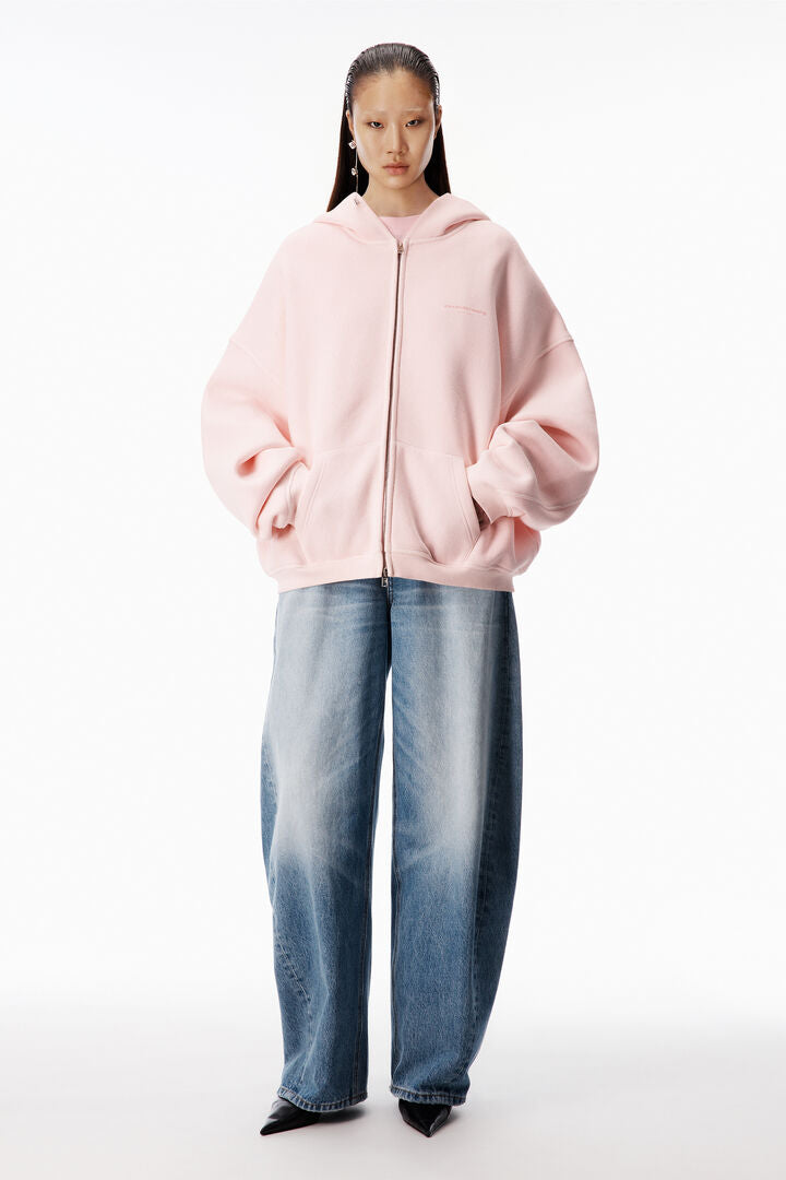all-over crystal zip up hoodie