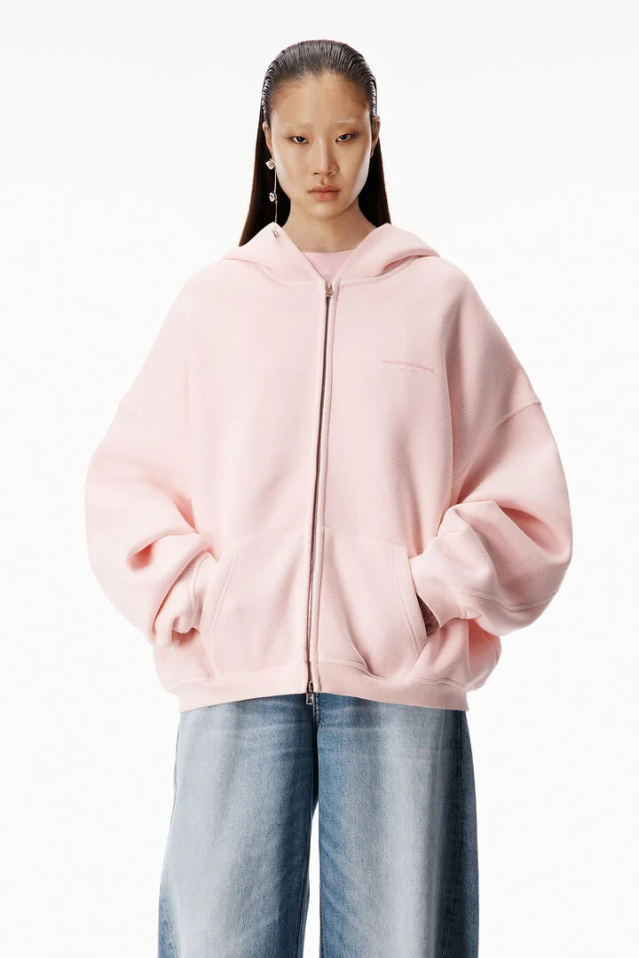 all-over crystal zip up hoodie