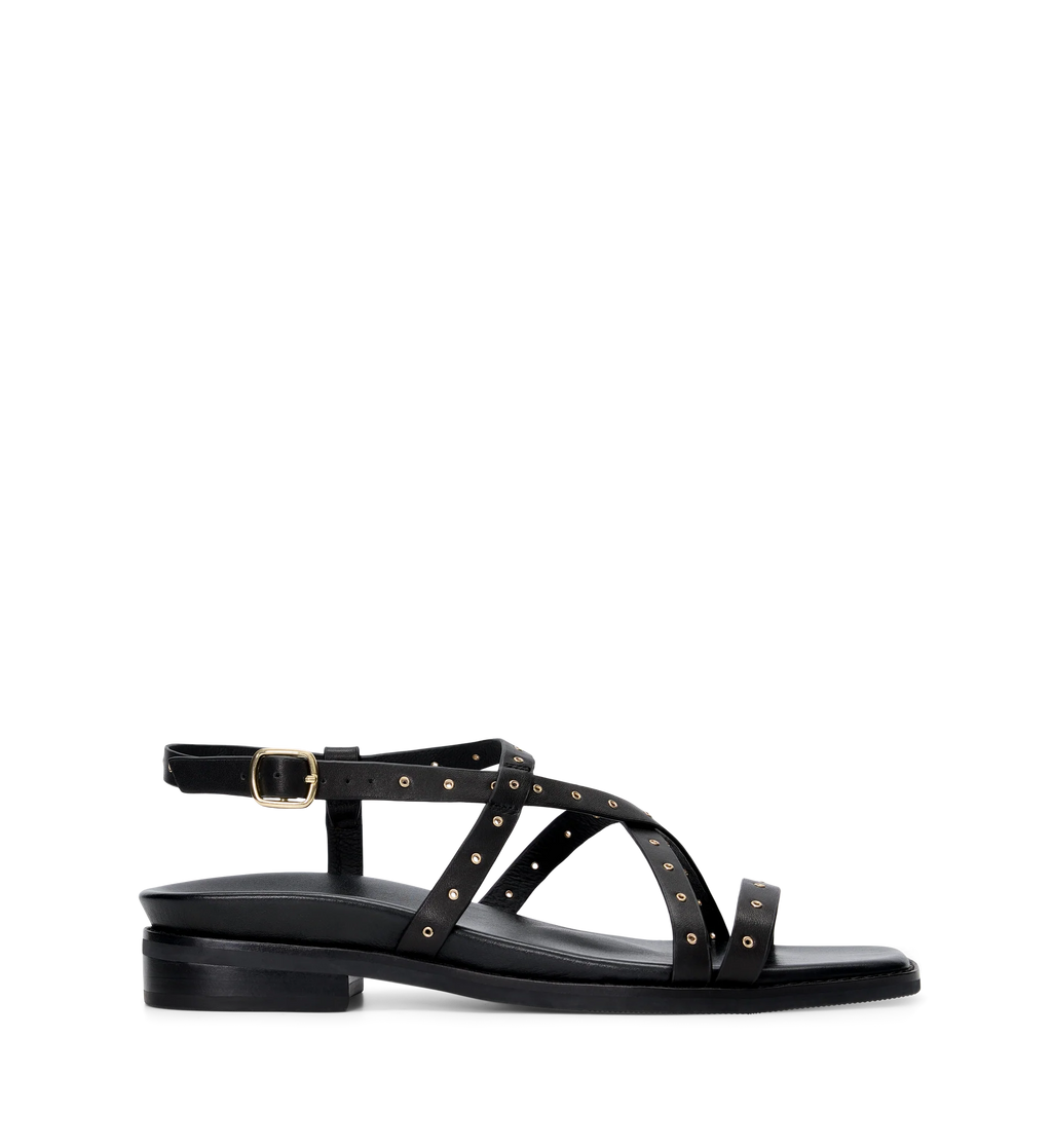 Wrentit Black Leather & Hardware Sandals | Bared Footwear